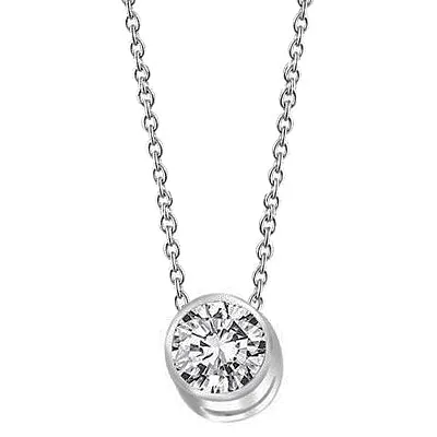 Necklaces GB Sparkling Round Cut Real Natural Earth Mined Diamond Necklace Pendant 1 Carat White Gold 14K Necklaces GB Sparkling Round Cut Real Natural Earth Mined Diamond Necklace Pendant 1 Carat White Gold 14K