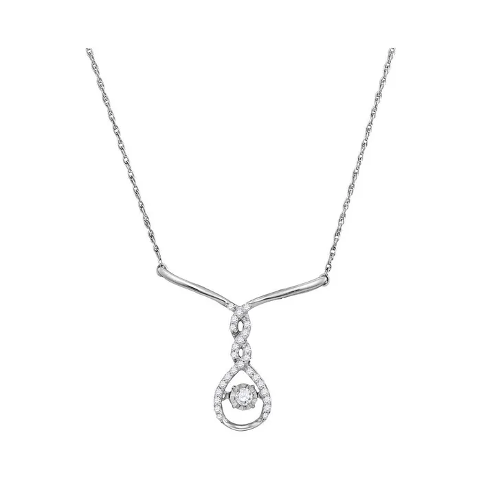Necklaces GND 10kt White Gold Round Diamond Moving Twinkle Teardrop Necklace 15 Cttw GND Necklaces GND 10kt White Gold Round Diamond Moving Twinkle Teardrop Necklace 15 Cttw GND