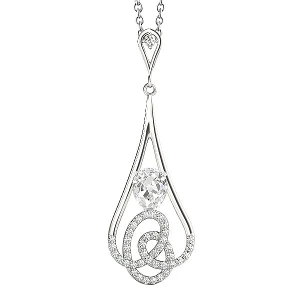 Necklaces HarryChadEntcom Round Pear Old Mine Cut 2 Carats Genuine Natural Earth Mined Diamond Pendant white Gold 14K