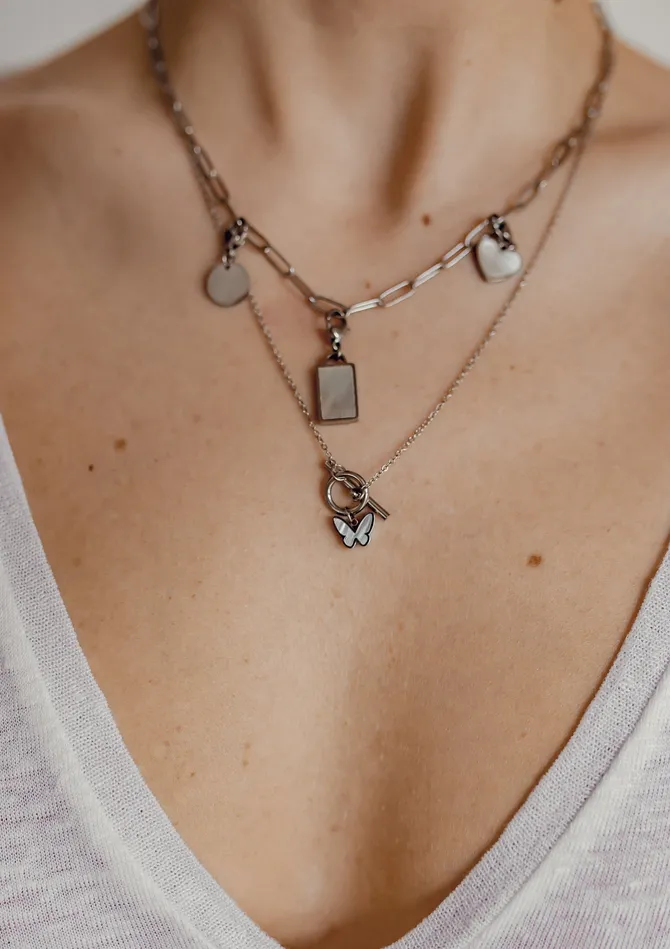 Necklaces Hey Happiness Butterfly Pendant TBar Necklace Silver Necklaces Hey Happiness Butterfly Pendant TBar Necklace Silver