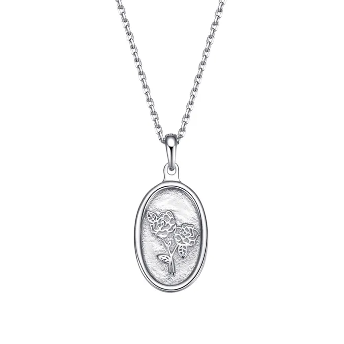 Necklaces Hey Happiness Oval Rose Pendant Necklace Sterling Silver