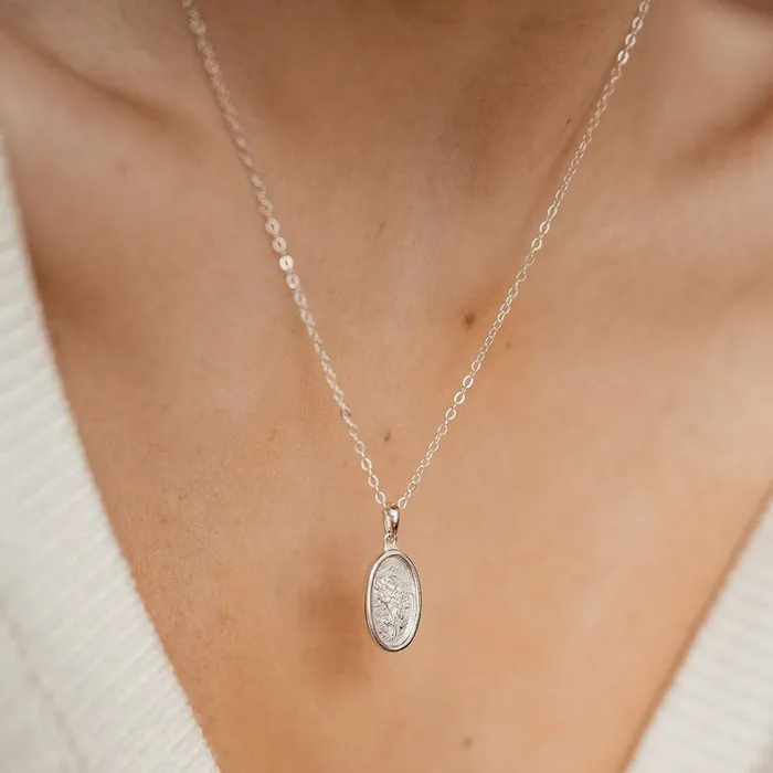 Necklaces Hey Happiness Oval Rose Pendant Necklace Sterling Silver