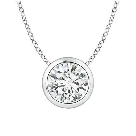 Necklaces Round Cut Natural Earth Mined Diamond Necklace Pendant 25 Ct White Gold 14K Bezel Set GB Necklaces Round Cut Natural Earth Mined Diamond Necklace Pendant 25 Ct White Gold 14K Bezel Set GB