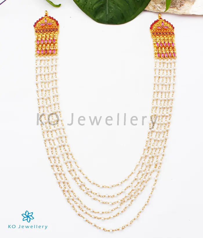 Necklaces Silversmith The Kahini Silver Layered Pearl Necklace Red
