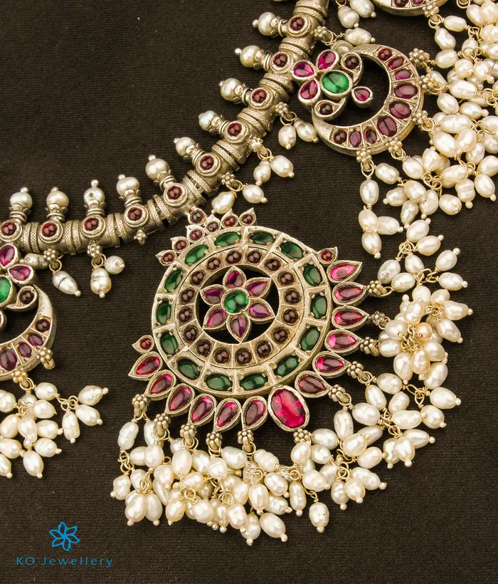 Necklaces Silversmith The Pranaya Silver Guttapusalu Necklace Long
