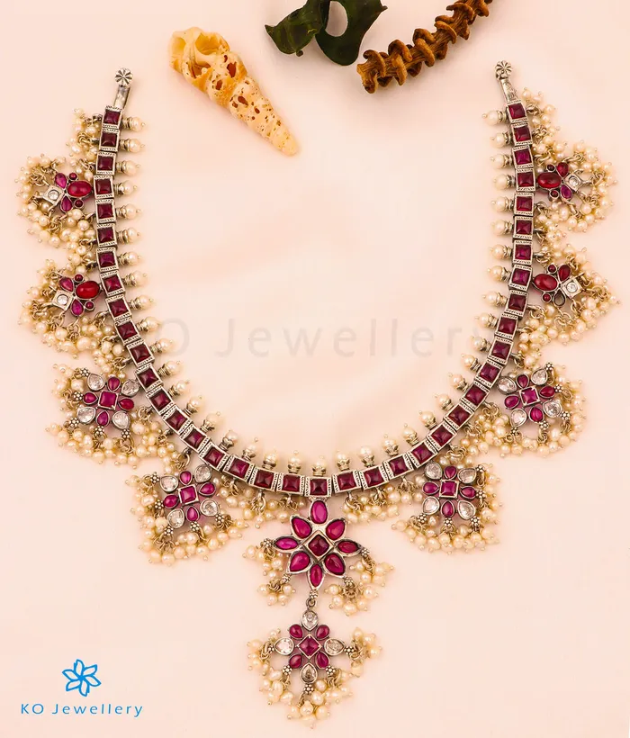 Necklaces The Maanvi Silver Guttapusalu Necklace Silversmith