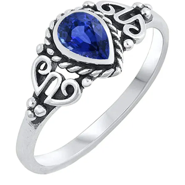 Pear Cut Sapphire Antique Style Ring HarryChadEntcom Rings