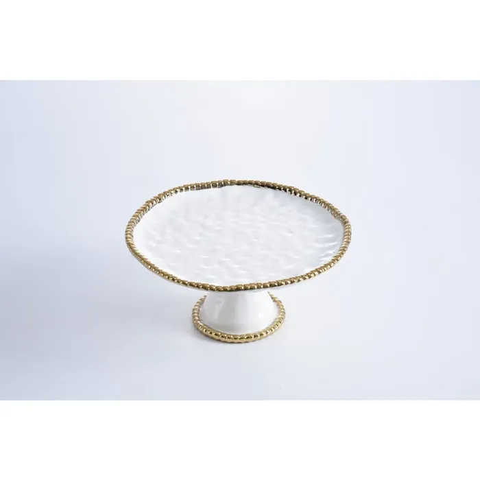 PreStyled Sets Pampa Bay Pampa Bay Golden Salerno Round Cake Stand Gold Porcelain 5 x 11 inches