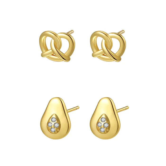 Pretzel and Avocado Stud Earring Set Hey Happiness Earrings