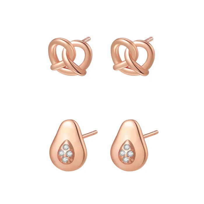 Pretzel and Avocado Stud Earring Set Hey Happiness Earrings Pretzel and Avocado Stud Earring Set Hey Happiness Earrings