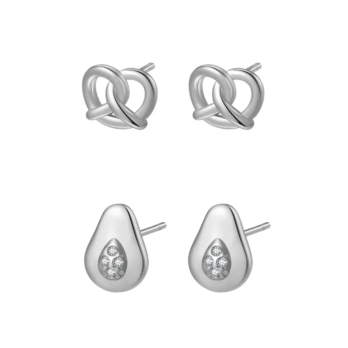 Pretzel and Avocado Stud Earring Set Hey Happiness Earrings Pretzel and Avocado Stud Earring Set Hey Happiness Earrings