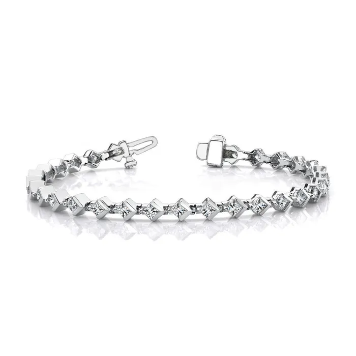 Princess Cut Half 560 Carats Natural Earth Mined Diamonds Link Bracelet White Gold 14K GB Bracelets Princess Cut Half 560 Carats Natural Earth Mined Diamonds Link Bracelet White Gold 14K GB Bracelets