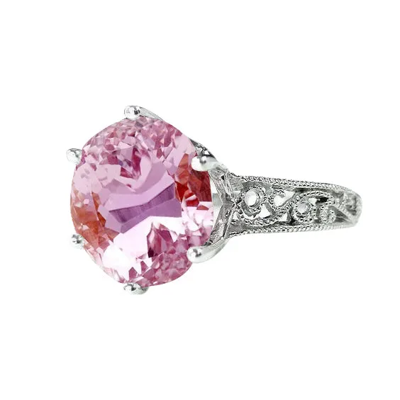 Prong Set 2100 Ct Solitaire Pink Kunzite Wedding Ring White Gold GB Rings Prong Set 2100 Ct Solitaire Pink Kunzite Wedding Ring White Gold GB Rings