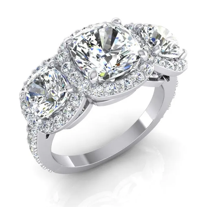 Real 3 Stone Halo Cushion Natural Earth Mined Diamond Engagement Ring With Accents 6 Carats HarryChadEntcom Rings Real 3 Stone Halo Cushion Natural Earth Mined Diamond Engagement Ring With Accents 6 Carats HarryChadEntcom Rings