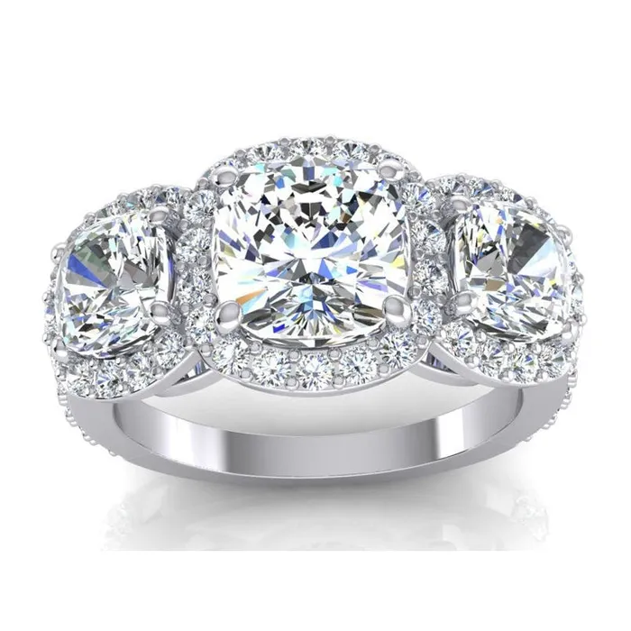 Real 3 Stone Halo Cushion Natural Earth Mined Diamond Engagement Ring With Accents 6 Carats HarryChadEntcom Rings Real 3 Stone Halo Cushion Natural Earth Mined Diamond Engagement Ring With Accents 6 Carats HarryChadEntcom Rings