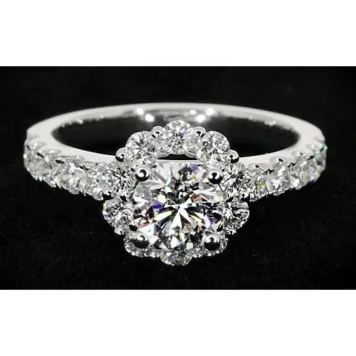 Rings 2 Carats Flower Style Natural Earth Mined Diamond Engagement Ring White Gold 14K GB Rings 2 Carats Flower Style Natural Earth Mined Diamond Engagement Ring White Gold 14K GB