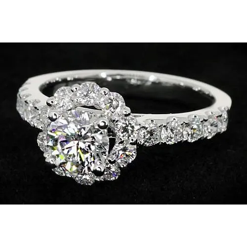 Rings 2 Carats Flower Style Natural Earth Mined Diamond Engagement Ring White Gold 14K GB Rings 2 Carats Flower Style Natural Earth Mined Diamond Engagement Ring White Gold 14K GB