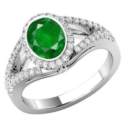 Rings Bezel Set Green Emerald And Natural Earth Mined Diamonds 425 Ct Anniversary Ring White Gold GB Rings Bezel Set Green Emerald And Natural Earth Mined Diamonds 425 Ct Anniversary Ring White Gold GB