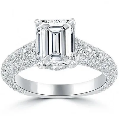 Rings Emerald Real Natural Earth Mined Diamond Anniversary Ring White Gold 375 Carats GB Rings Emerald Real Natural Earth Mined Diamond Anniversary Ring White Gold 375 Carats GB