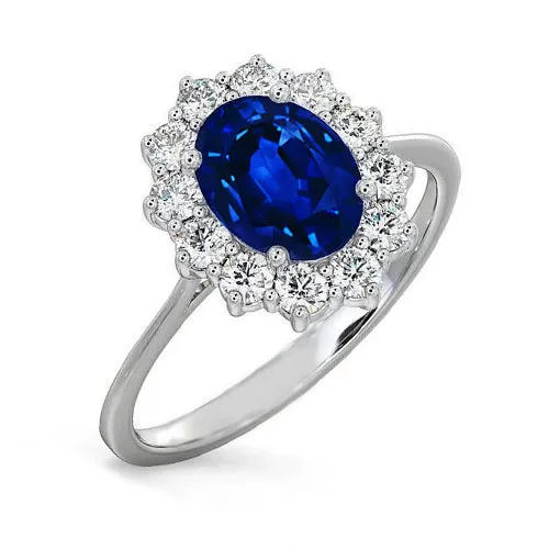 Rings GB 240 Carats Ceylon Sapphire And Natural Earth Mined Diamond Ring White Gold 14K Rings GB 240 Carats Ceylon Sapphire And Natural Earth Mined Diamond Ring White Gold 14K