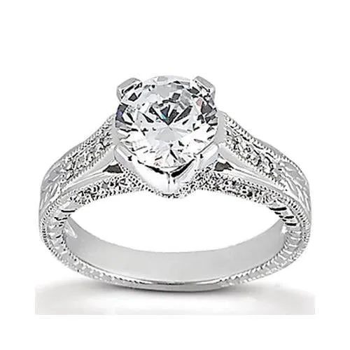 Rings GB 250 Carats Round Real Natural Earth Mined Diamond Engagement Ring Milgrain Vintage Style Rings GB 250 Carats Round Real Natural Earth Mined Diamond Engagement Ring Milgrain Vintage Style