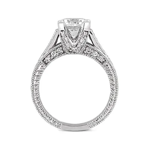 Rings GB 250 Carats Round Real Natural Earth Mined Diamond Engagement Ring Milgrain Vintage Style