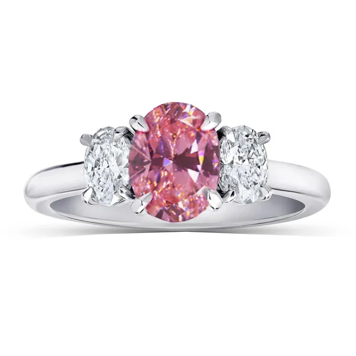 Rings GB 3 Stone Ring Pink Sapphire With Natural Earth Mined Diamonds 350 Carats White Gold 14K Rings GB 3 Stone Ring Pink Sapphire With Natural Earth Mined Diamonds 350 Carats White Gold 14K
