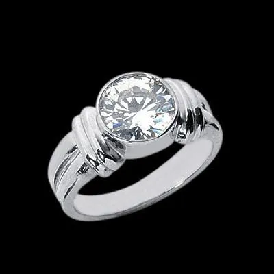 Rings GB Big 3 Carat Natural Earth Mined Diamond Solitaire Ring Bezel Setting White Gold 14K Rings GB Big 3 Carat Natural Earth Mined Diamond Solitaire Ring Bezel Setting White Gold 14K