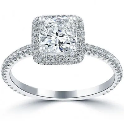 Rings GB Cushion And Round Cut 380 Carats Natural Earth Mined Diamond Halo Wedding Ring Rings GB Cushion And Round Cut 380 Carats Natural Earth Mined Diamond Halo Wedding Ring