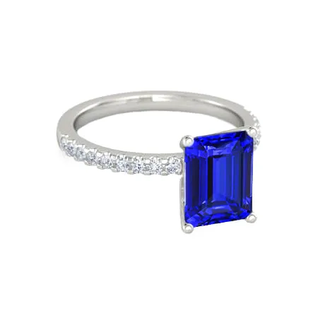Rings GB Emerald Cut And Round Cut 270 Ct Ceylon Sapphire Natural Earth Mined Diamonds Ring Gold Rings GB Emerald Cut And Round Cut 270 Ct Ceylon Sapphire Natural Earth Mined Diamonds Ring Gold