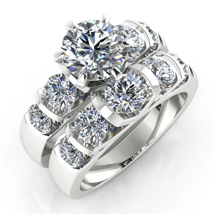 Rings GB Round Natural Earth Mined Diamond Engagement Ring Set 350 Carats Jewelry White Gold Rings GB Round Natural Earth Mined Diamond Engagement Ring Set 350 Carats Jewelry White Gold