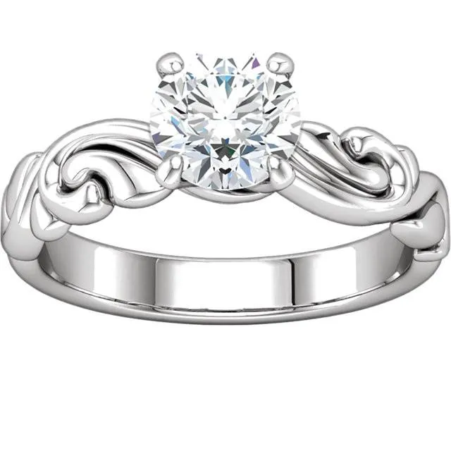 Rings GB Solitaire 151 Carats Round Natural Earth Mined Diamond Anniversary Ring White Gold 14K