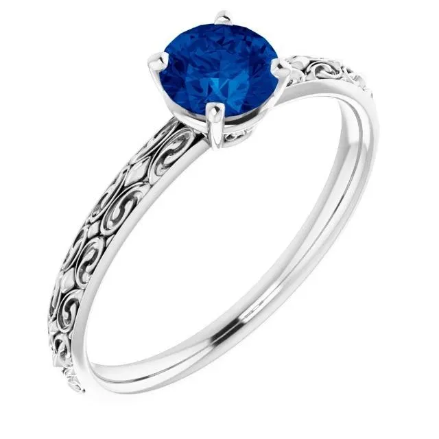 Rings GB Solitaire Ring Blue Sapphire 150 Carats Filigree Women Jewelry