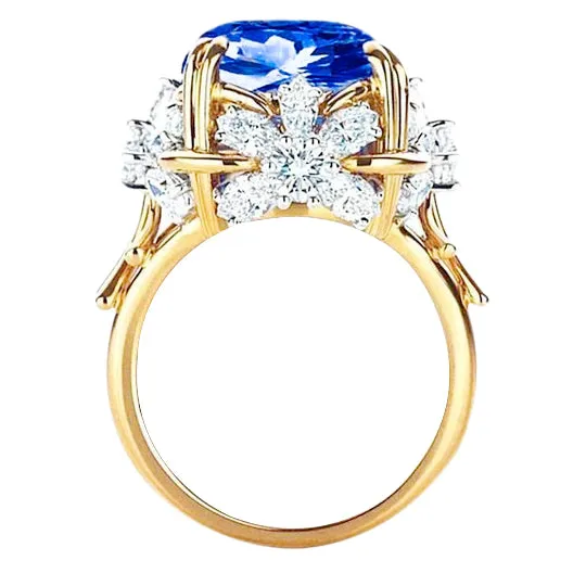 Rings GB Sparkling Cushion Ceylon Sapphire Natural Earth Mined Diamond Ring 781 Ct Yellow Gold 14K Rings GB Sparkling Cushion Ceylon Sapphire Natural Earth Mined Diamond Ring 781 Ct Yellow Gold 14K
