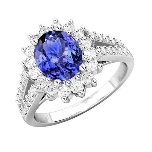 Rings GB Tanzanite And Natural Earth Mined Diamonds 475 Carats Wedding Ring Gold White Rings GB Tanzanite And Natural Earth Mined Diamonds 475 Carats Wedding Ring Gold White