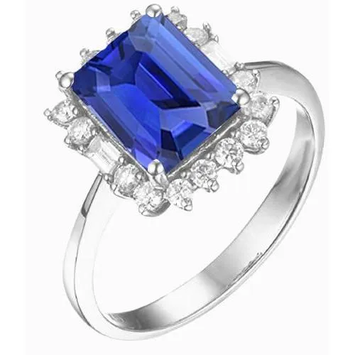 Rings HarryChadEntcom Halo Emerald Blue Sapphire Ring Round Baguette Natural Earth Mined Diamonds 350 Carats Rings HarryChadEntcom Halo Emerald Blue Sapphire Ring Round Baguette Natural Earth Mined Diamonds 350 Carats