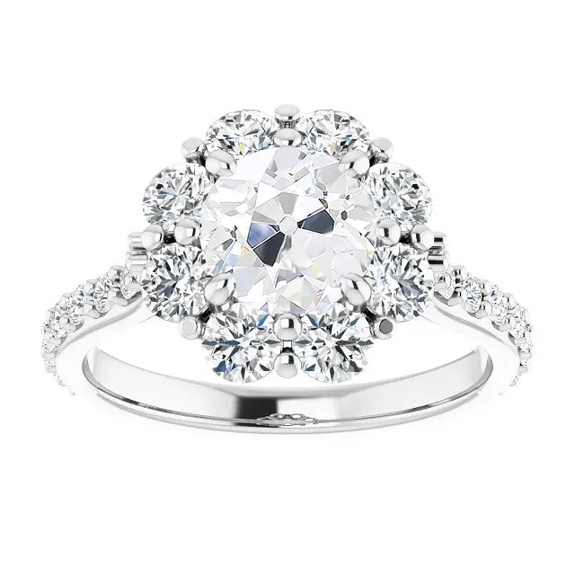 Rings HarryChadEntcom Halo Ring With Accents Old Cut Natural Earth Mined Diamond Prong Set 950 Carats Gold