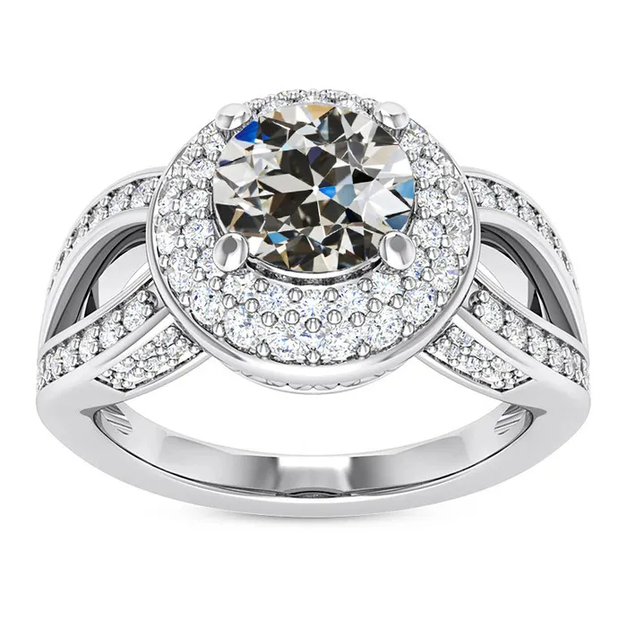 Rings HarryChadEntcom Halo Round Old Cut Natural Earth Mined Diamond Ring Split Shank 8 Carats 14K Gold Rings HarryChadEntcom Halo Round Old Cut Natural Earth Mined Diamond Ring Split Shank 8 Carats 14K Gold