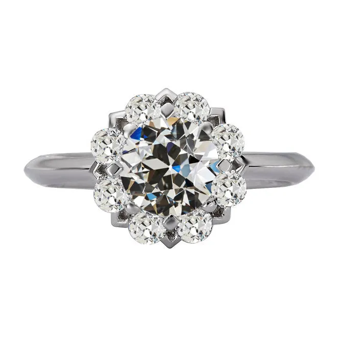 Rings HarryChadEntcom Halo Round Old Mine Cut Natural Earth Mined Diamond Ring Flower Style 14K Gold 6 Carats Rings HarryChadEntcom Halo Round Old Mine Cut Natural Earth Mined Diamond Ring Flower Style 14K Gold 6 Carats