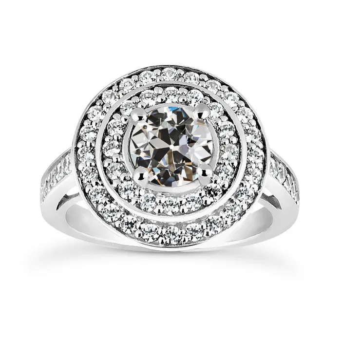 Rings HarryChadEntcom Ladies Old Cut Natural Earth Mined Diamond Double Halo Ring Prong Set 325 Carats Rings HarryChadEntcom Ladies Old Cut Natural Earth Mined Diamond Double Halo Ring Prong Set 325 Carats