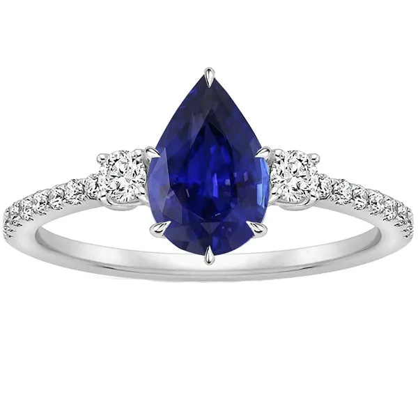 Rings HarryChadEntcom Natural Earth Mined Diamond Anniversary Ring Pear Blue Sapphire 3 Stone Style 550 Carats Rings HarryChadEntcom Natural Earth Mined Diamond Anniversary Ring Pear Blue Sapphire 3 Stone Style 550 Carats