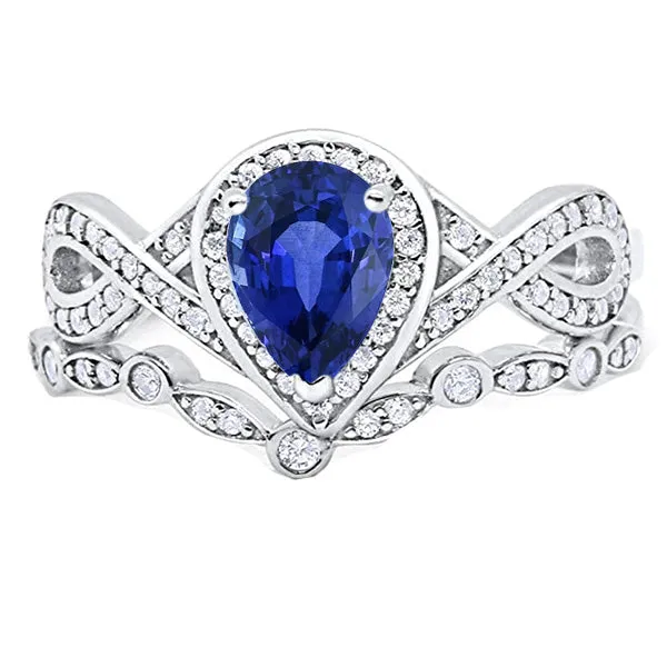 Rings HarryChadEntcom Natural Earth Mined Diamond Ceylon Sapphire Wedding Ring Set Crown Style 350 Carats Rings HarryChadEntcom Natural Earth Mined Diamond Ceylon Sapphire Wedding Ring Set Crown Style 350 Carats