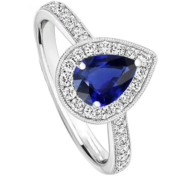Rings HarryChadEntcom Natural Earth Mined Diamond Halo Engagement Ring Pear Srilanka Sapphire 450 Carats Rings HarryChadEntcom Natural Earth Mined Diamond Halo Engagement Ring Pear Srilanka Sapphire 450 Carats