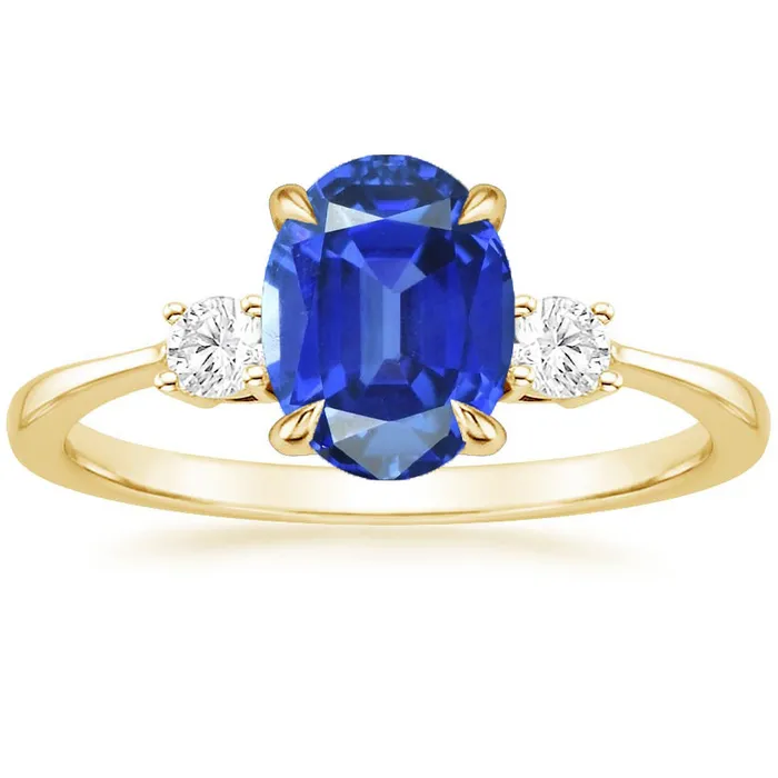 Rings HarryChadEntcom Three Stone Oval Blue Sapphire Round Natural Earth Mined Diamond Ring Gold 550 Carats Rings HarryChadEntcom Three Stone Oval Blue Sapphire Round Natural Earth Mined Diamond Ring Gold 550 Carats