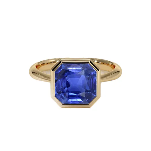 Rings HarryChadEntcom Yellow Gold Solitaire Bezel Set Ceylon Sapphire Ring 5 Carats Rings HarryChadEntcom Yellow Gold Solitaire Bezel Set Ceylon Sapphire Ring 5 Carats