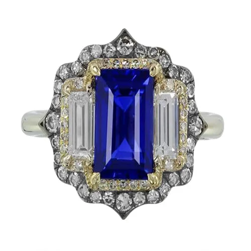 Rings HarryChadEntcom Yellow White Gold Emerald Cut Blue Sapphire Natural Earth Mined Diamond Ring 675 Carats Rings HarryChadEntcom Yellow White Gold Emerald Cut Blue Sapphire Natural Earth Mined Diamond Ring 675 Carats