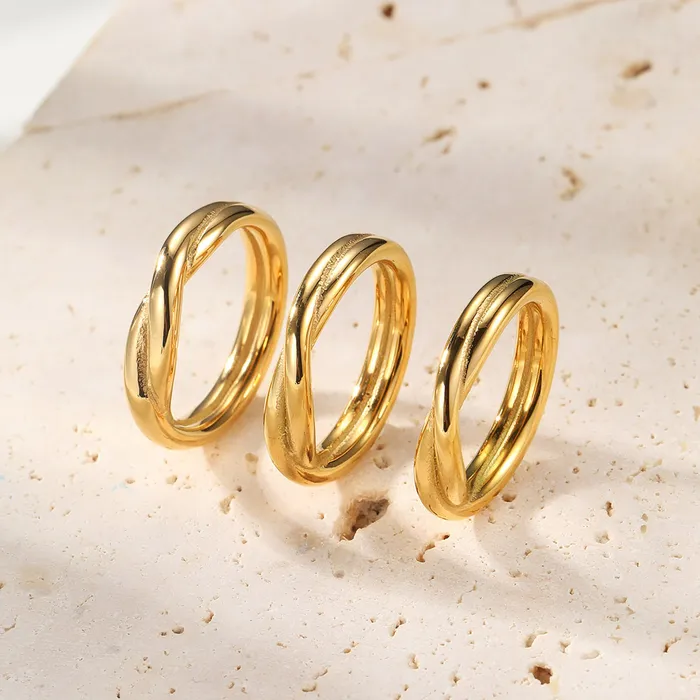 Rings Hey Happiness Criss Cross Ring Stainless Steel