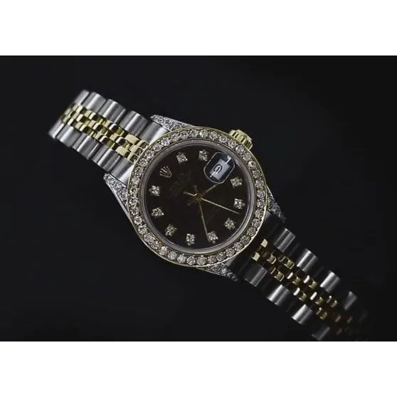 Rings Rolex Datejust Women Watch Custom Diamond Dial Two Tone GB