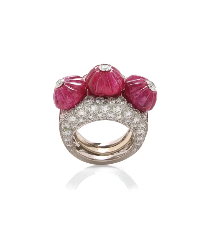 Rings Triple Crown Ring Ruby David Webb