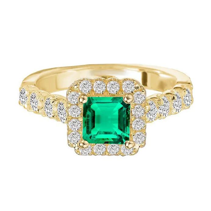 Rings Yellow Gold Green Emerald Halo Ring With Accents HarryChadEntcom Rings Yellow Gold Green Emerald Halo Ring With Accents HarryChadEntcom